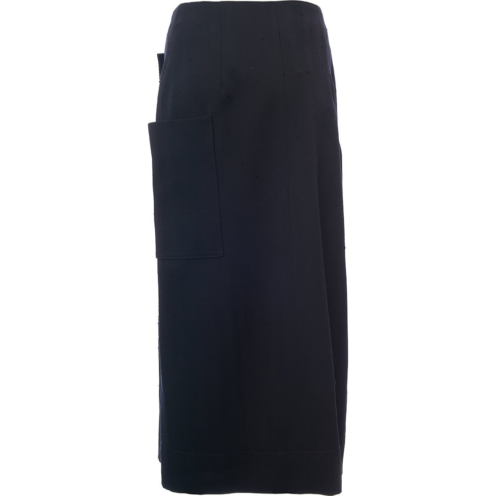 RAEY Womens Patch Pocket Wrap Skirt in Navy