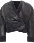 Diesel Womens L-Shear Sheepskin Shiny Finishing Leather Jacket in Black