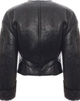 Diesel Womens L-Shear Sheepskin Shiny Finishing Leather Jacket in Black