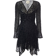 Isabel Marant Womens Viscose Silk Lurex Devore Gathered Mini Dress in Black