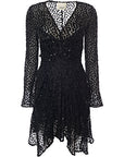 Isabel Marant Womens Viscose Silk Lurex Devore Gathered Mini Dress in Black