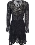 Isabel Marant Womens Viscose Silk Lurex Devore Gathered Mini Dress in Black