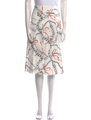 Womens Yuhan Wang Knee Skirt In Red Ribbon Chain Print