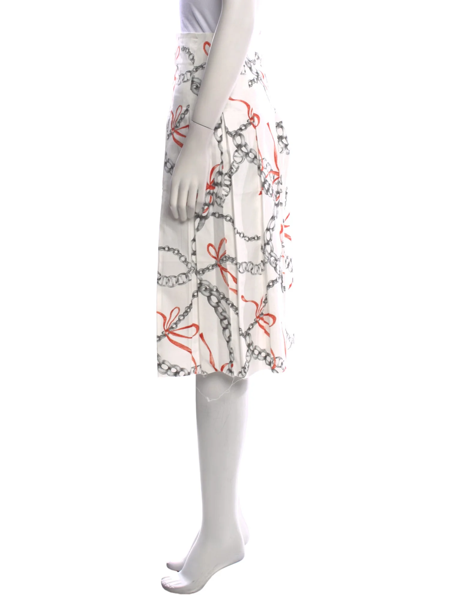 Womens Yuhan Wang Knee Skirt In Red Ribbon Chain Print