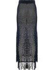 RAEY Womens Organic Crochet Knit Skirt in Black