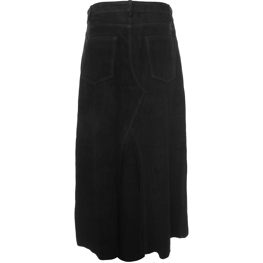 RAEY Womens Suede Fishtail 5 Pocket Skirt in Black