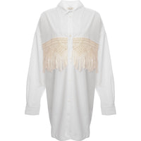 RAEY Womens Silk Macrame Insert Shirt in White