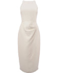 Emilia Wickstead Womens (Ws) Yamuna Flanella Wool Slvless Drape Back Midi Dress in Ivory