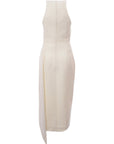 Emilia Wickstead Womens (Ws) Yamuna Flanella Wool Slvless Drape Back Midi Dress in Ivory