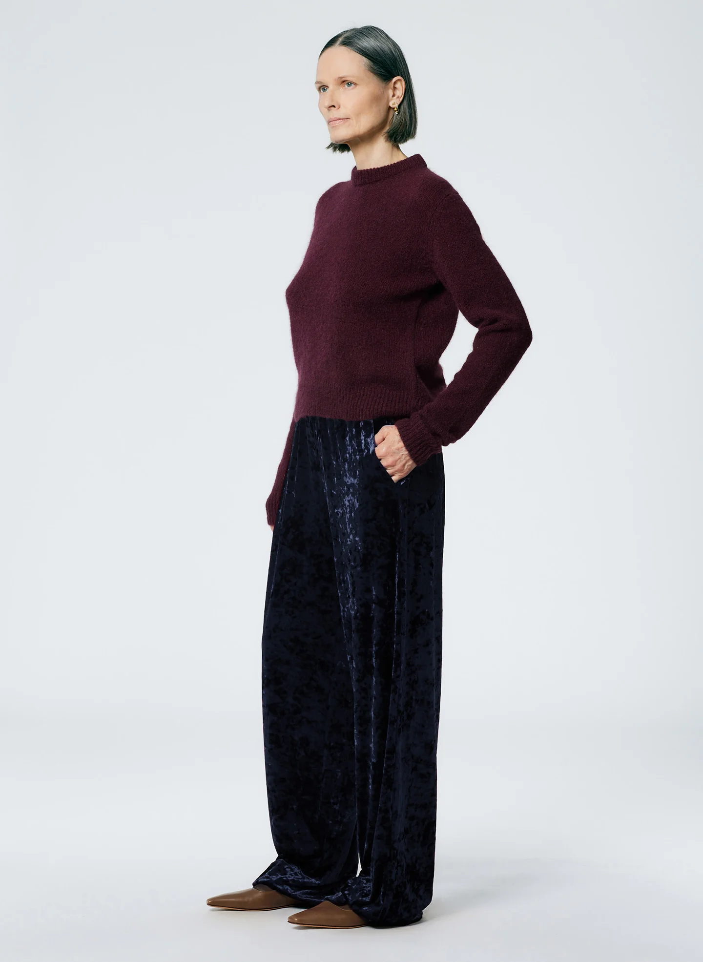 Womens Tibi Wide Leg Trousers In Navy