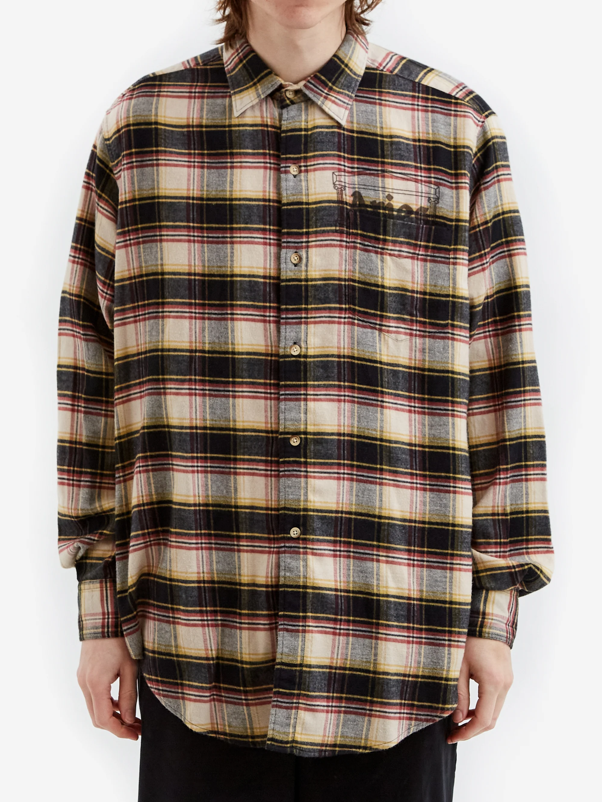 Mens Aries Long Sleeve Casual In Beige Multi