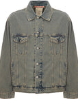 Acne Studios Mens Kataya Delta Denim Jacket in Blue