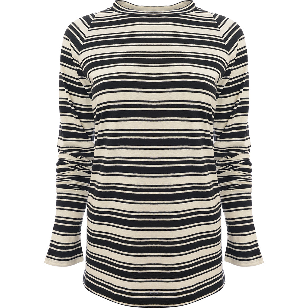 RAEY Womens Variegated Stripe Raglan in Black