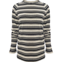 RAEY Womens Variegated Stripe Raglan in Black