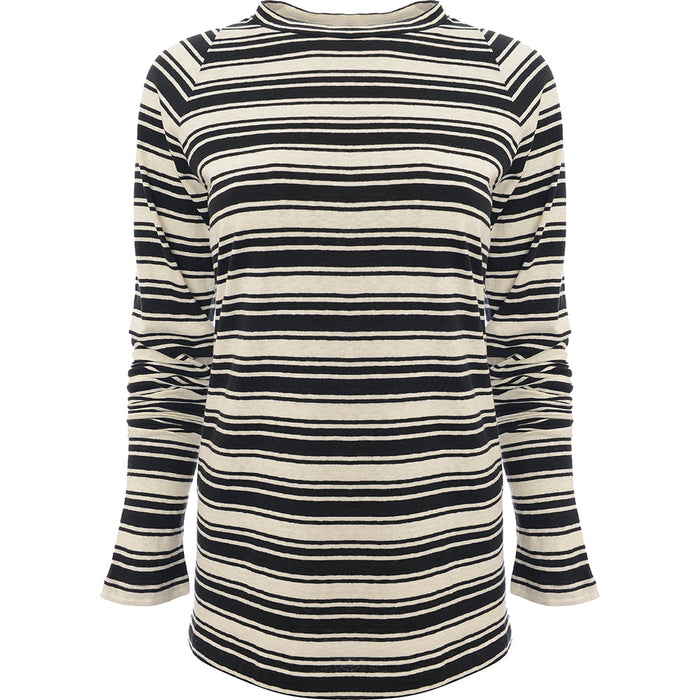 RAEY Womens Variegated Stripe Raglan in Black