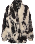 RAEY Womens Exaggerated Shoulder Fake Fur Bomber in Multicoloured