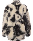 RAEY Womens Exaggerated Shoulder Fake Fur Bomber in Multicoloured