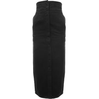 RAEY Womens Concealed Popper Denim Pencil Skirt in Black