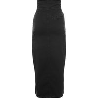 RAEY Womens Concealed Popper Denim Pencil Skirt in Black