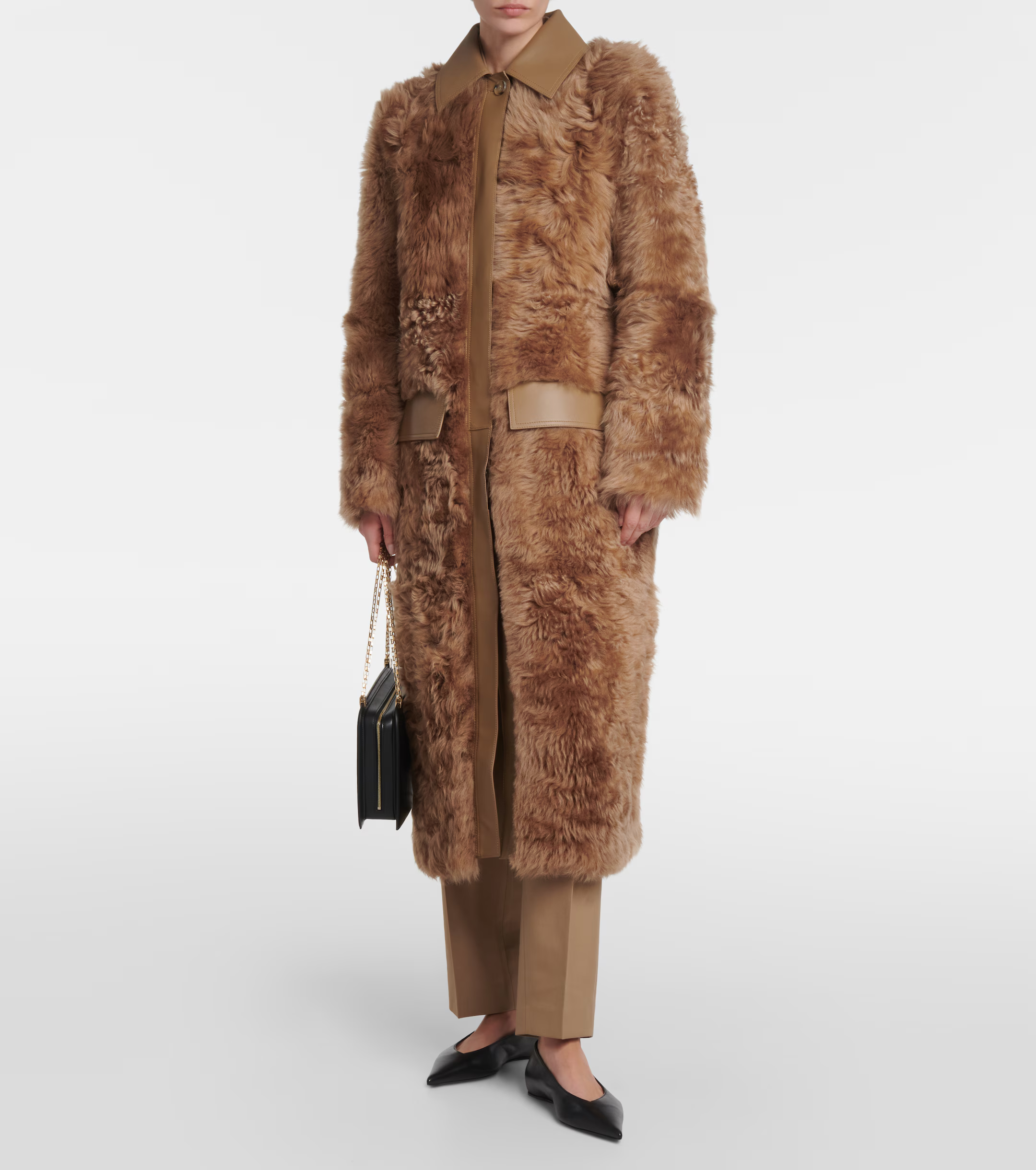 Womens Toteme Shearling Coats In Beige
