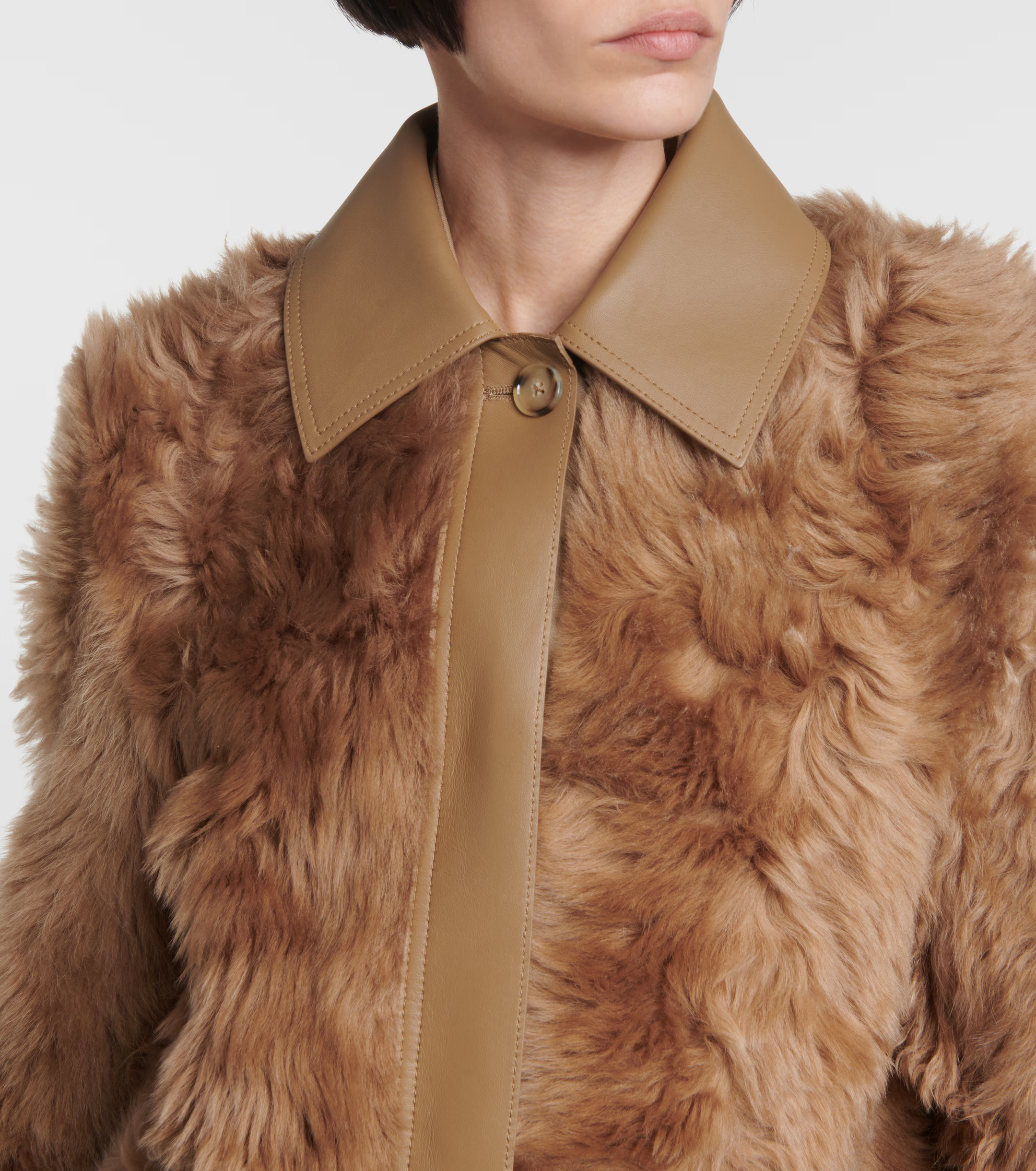Womens Toteme Shearling Coats In Beige