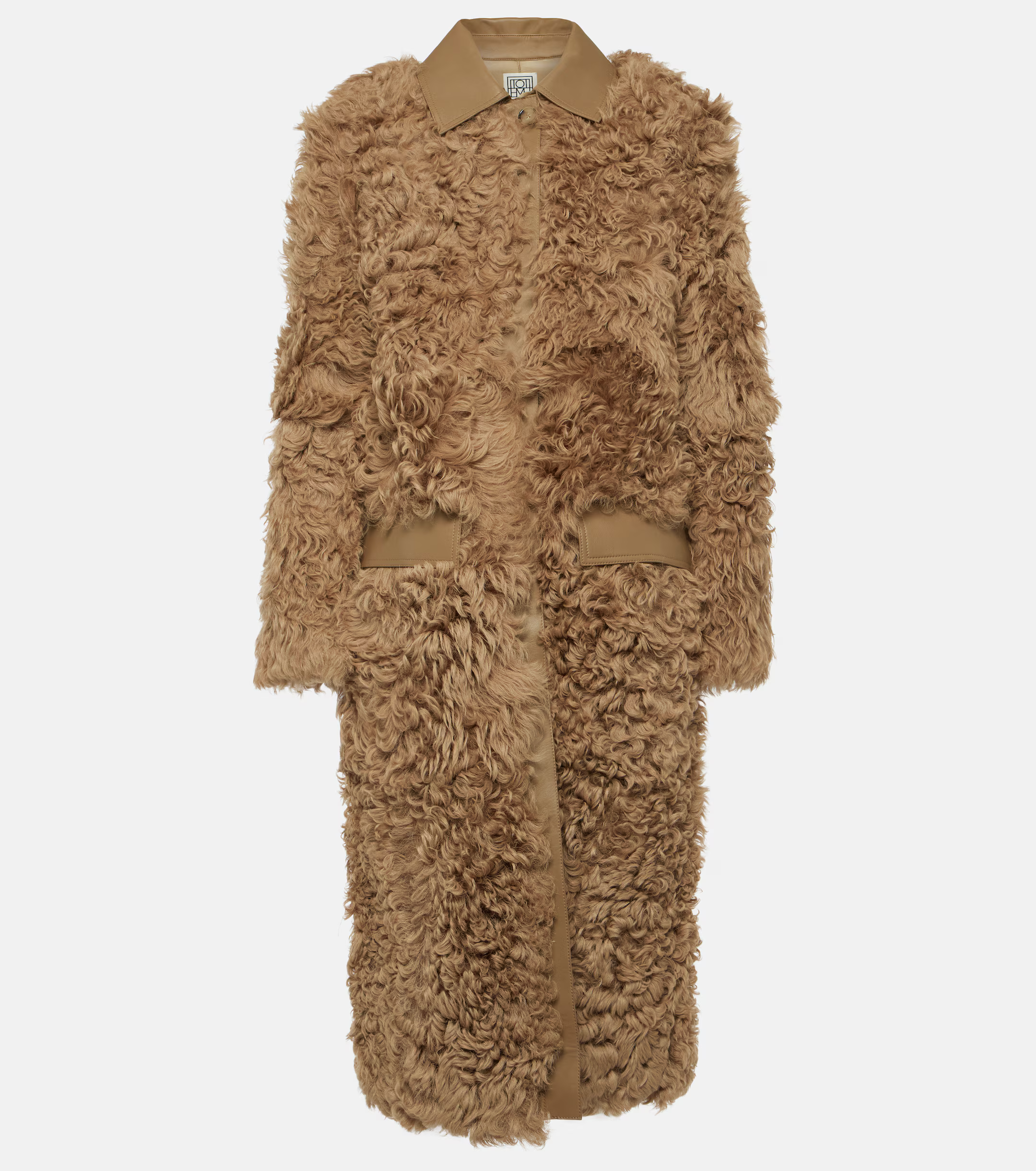 Womens Toteme Shearling Coats In Beige