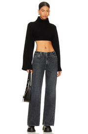 Womens Agolde Wide Leg Jeans In Black