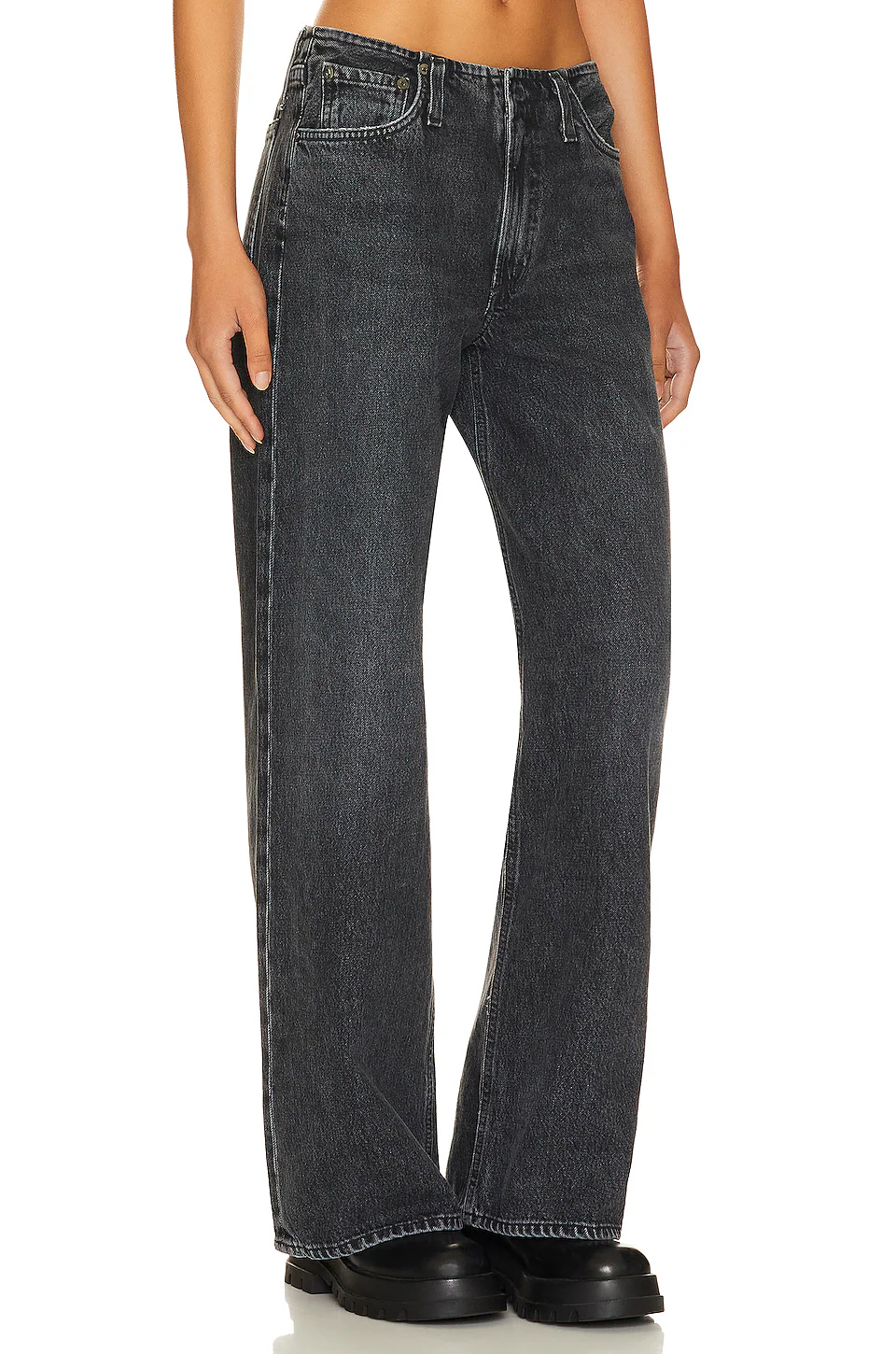 Womens Agolde Wide Leg Jeans In Black