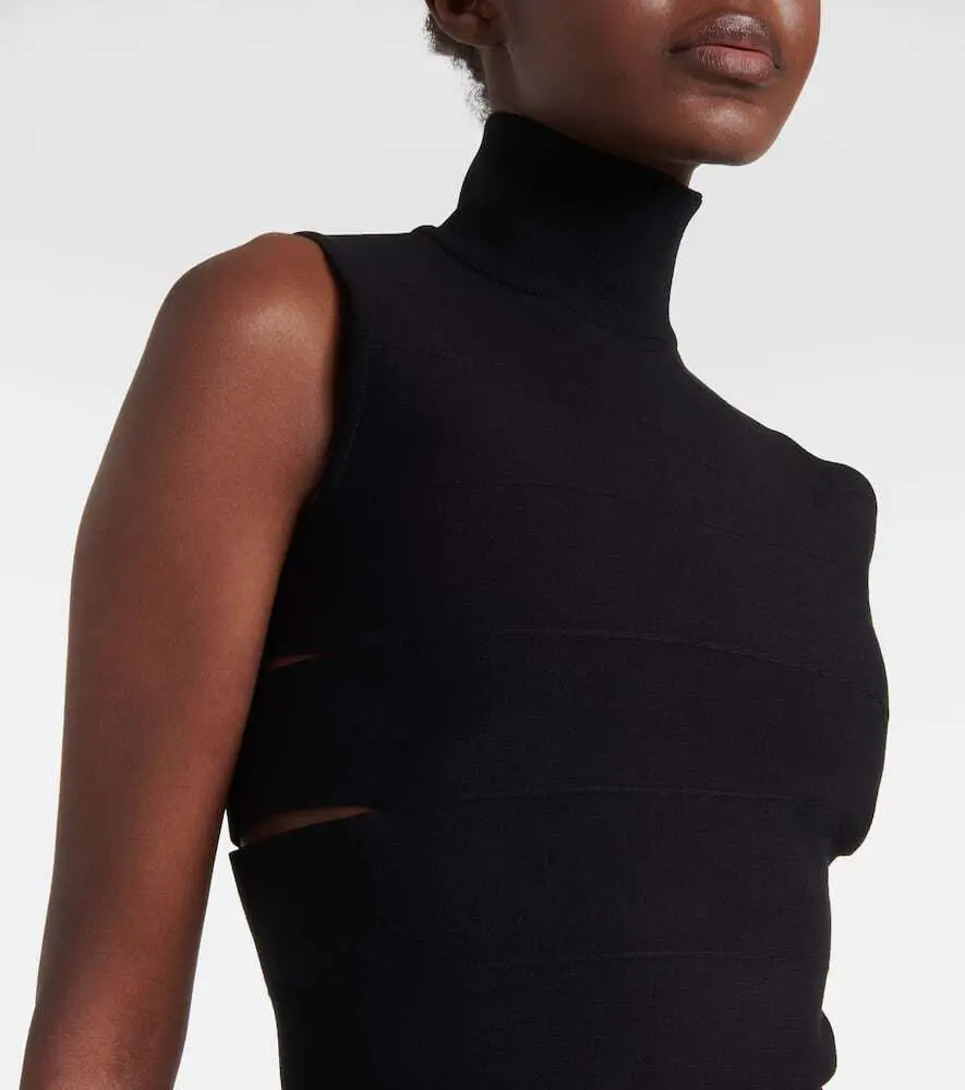 Womens Alaia Knitted Dress In Black