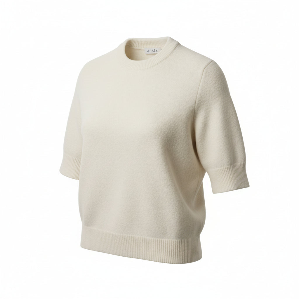 Womens Alaia Light Crew Necks In Cream