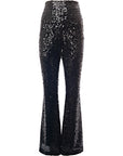 RAEY Womens Black Sequin Flares in Black