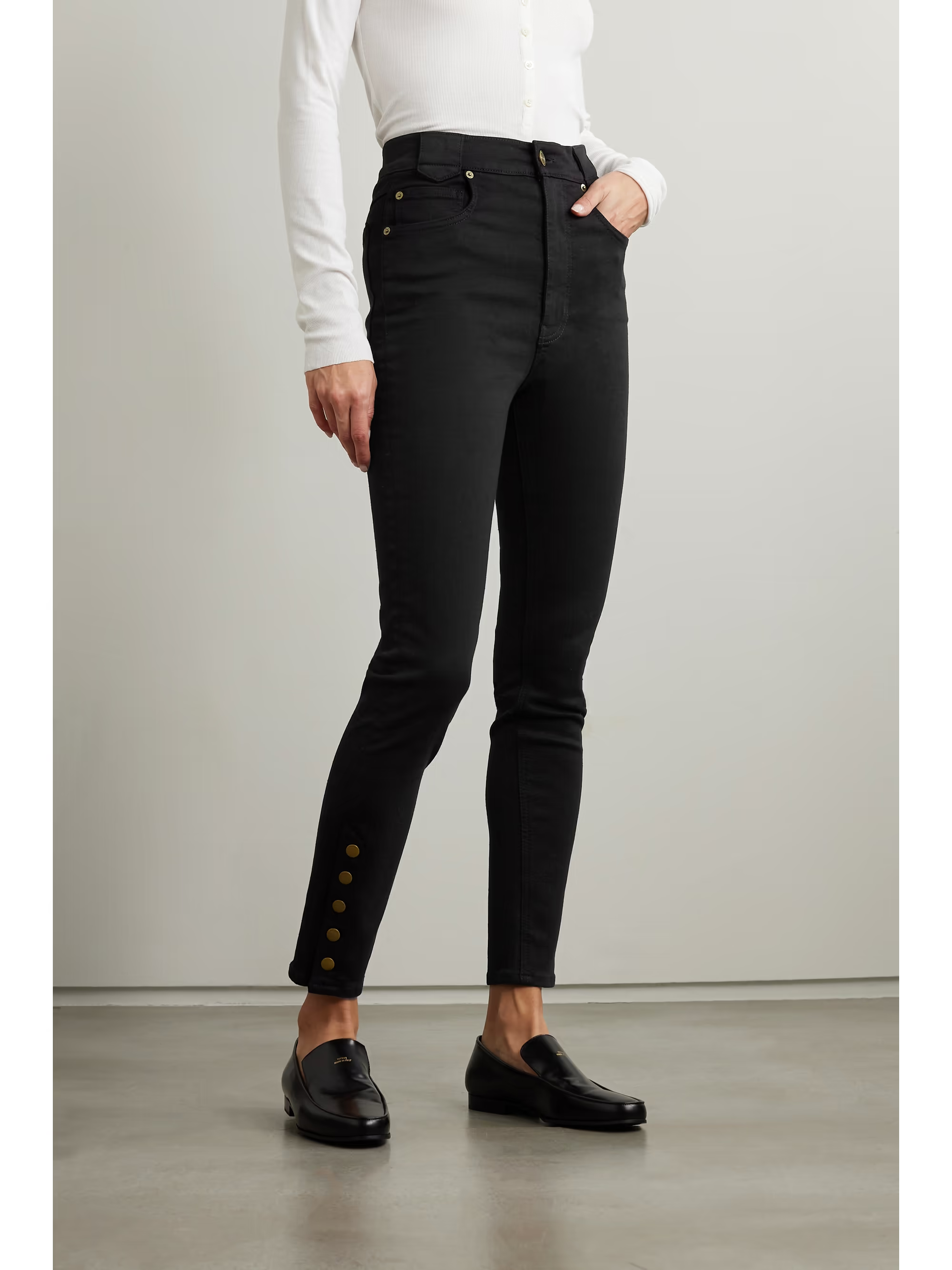 Womens Frame Denim Skinny Jeans In Black