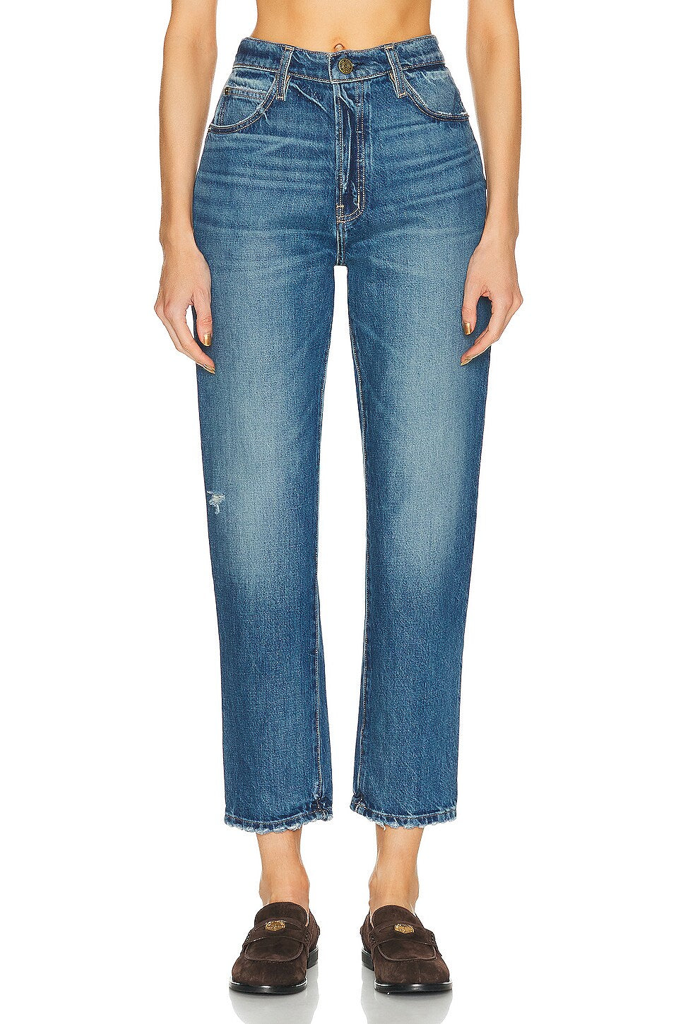 Womens Frame Denim Straight Jeans In Blue
