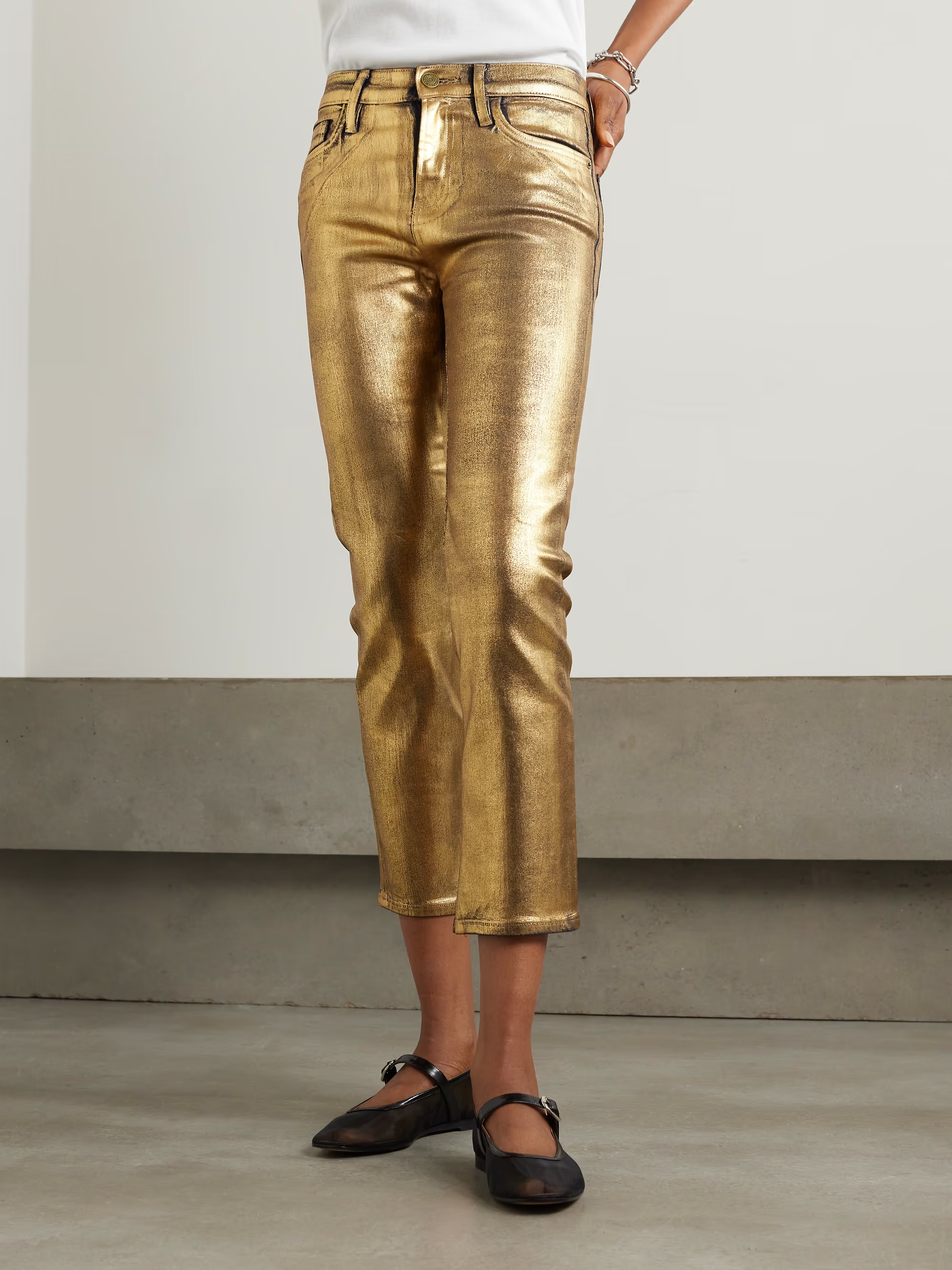 Womens Frame Denim Skinny Jeans In Gold