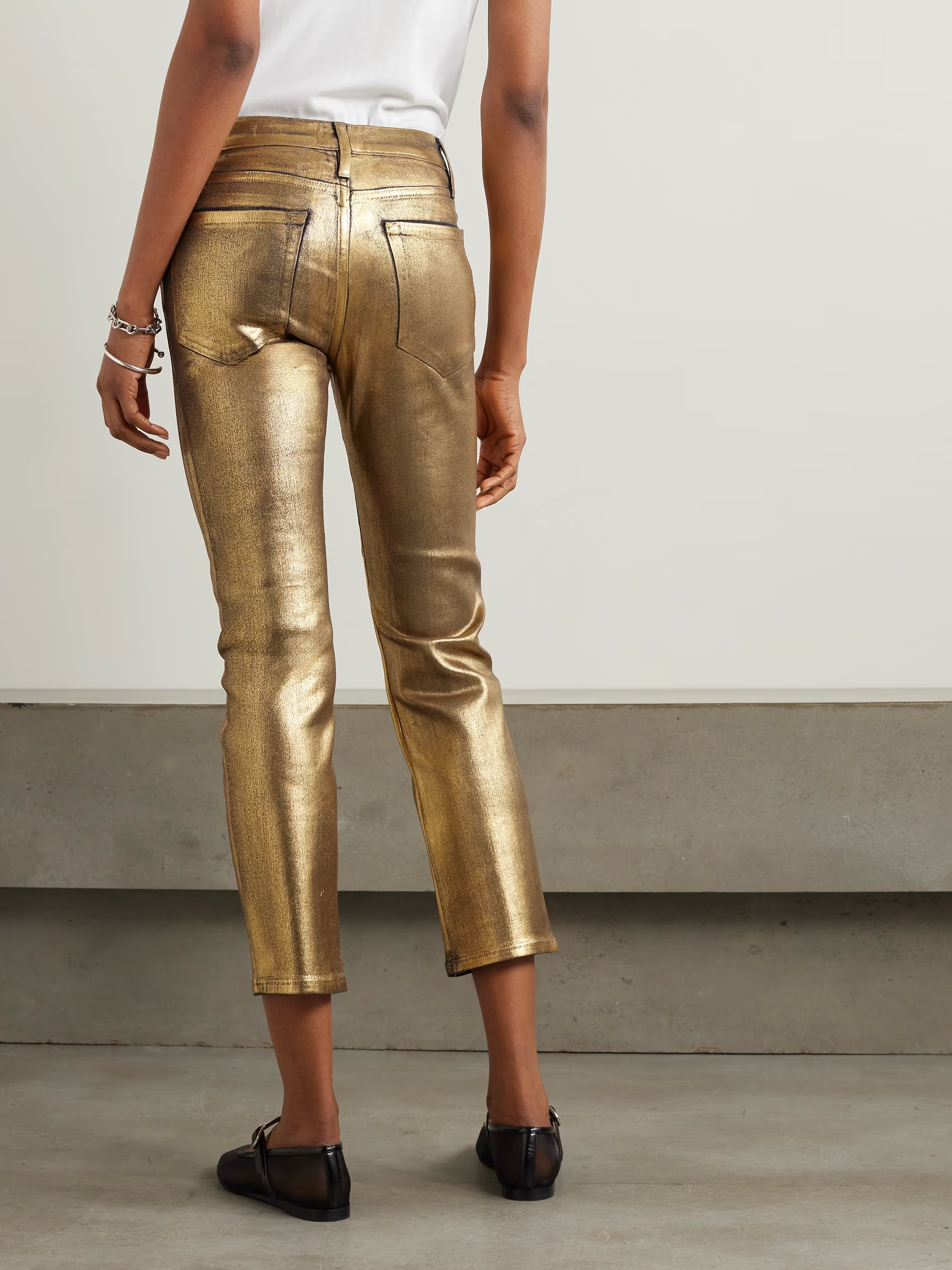 Womens Frame Denim Skinny Jeans In Gold