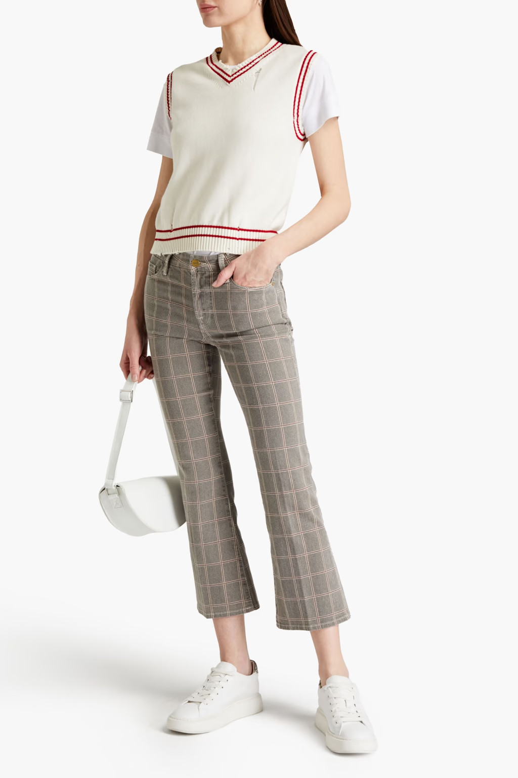 Womens Frame Denim Cropped Jeans In Grey