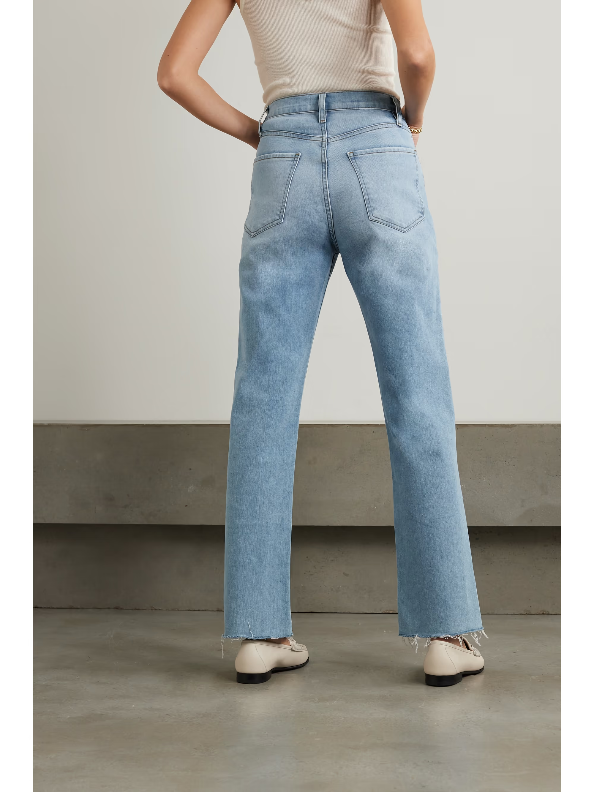 Womens Frame Denim Straight Jeans In Light Blue