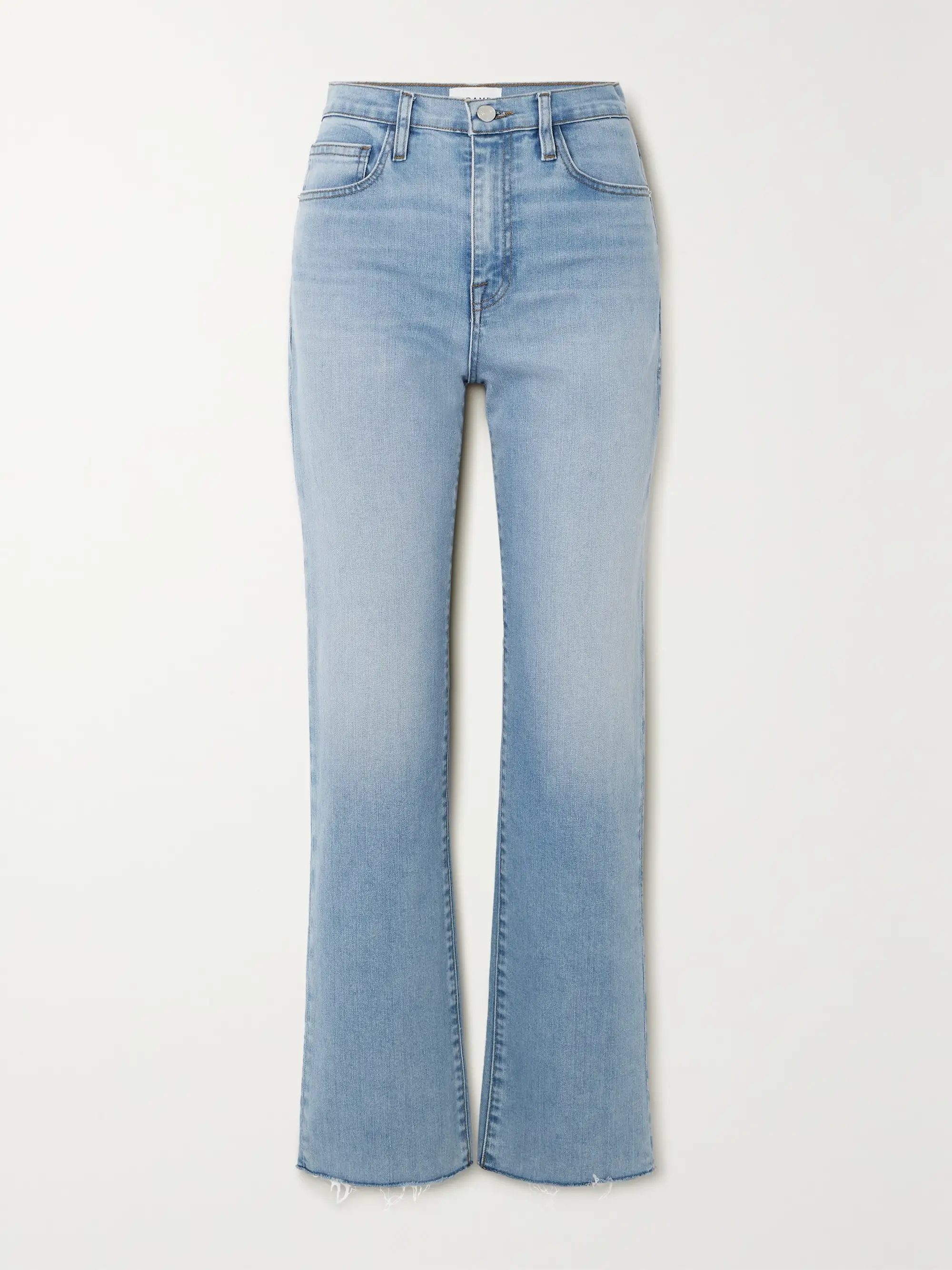 Womens Frame Denim Straight Jeans In Light Blue