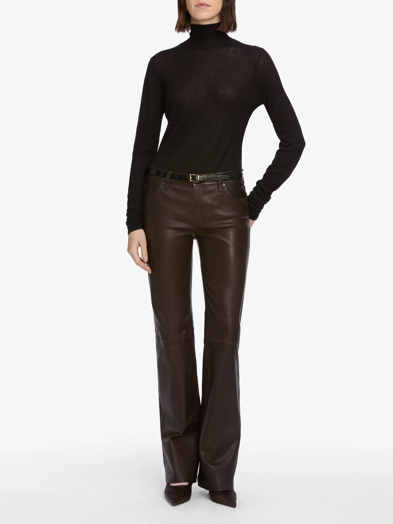 Womens Frame Denim Light Roll Necks In Black
