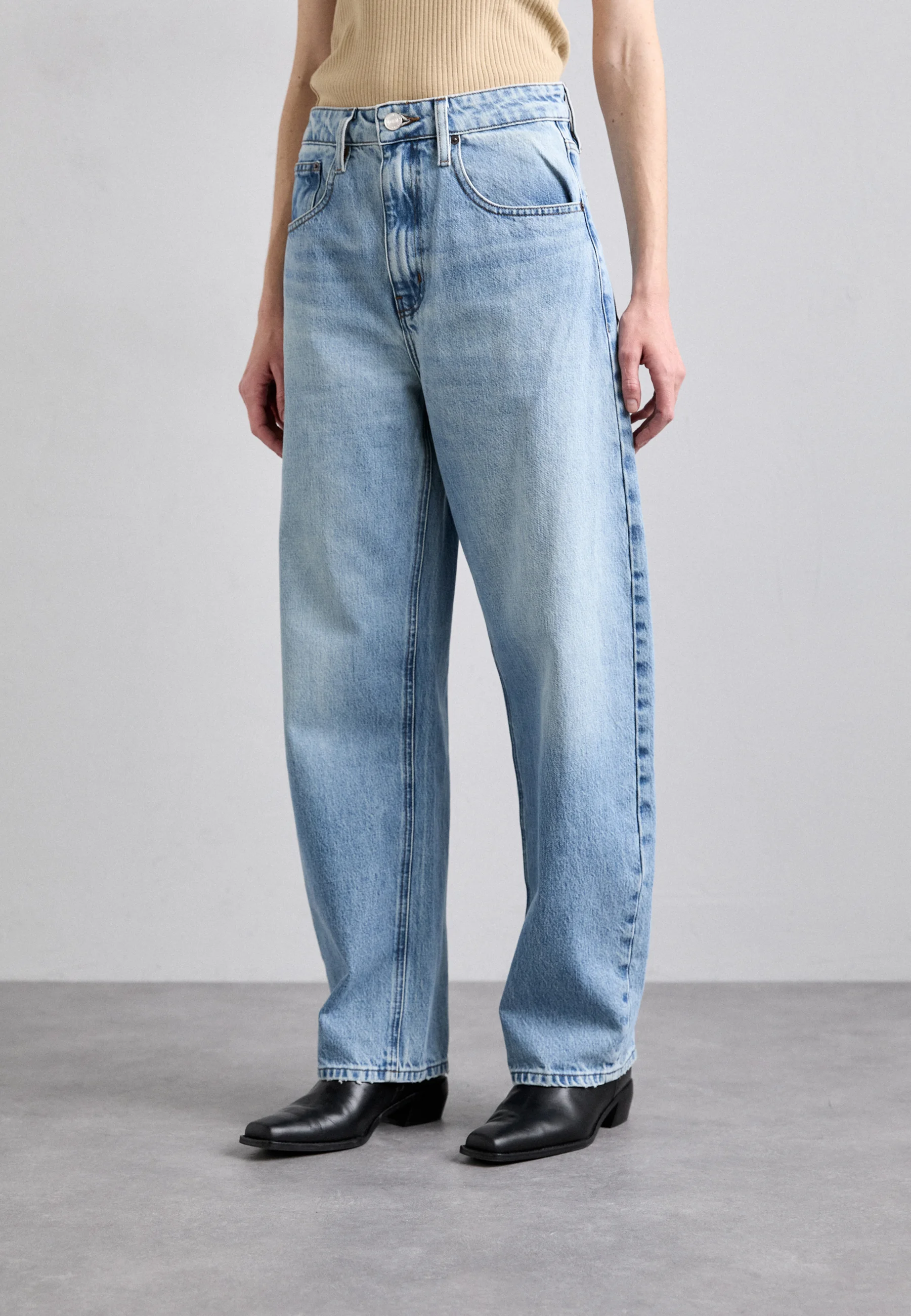 Womens Frame Denim Wide Leg Jeans In Light Blue