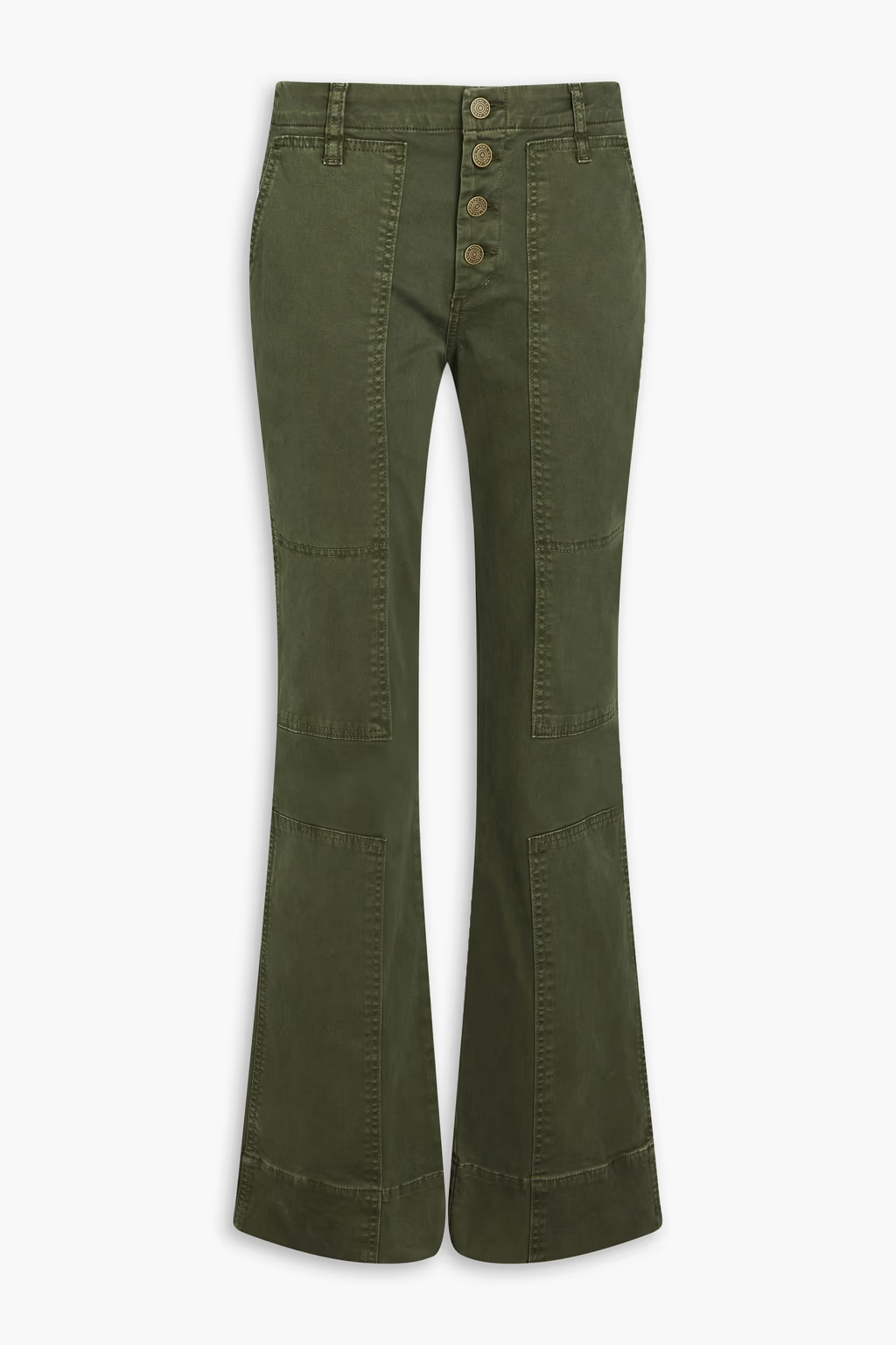 Womens Frame Denim Wide Leg Trousers In Mid Green