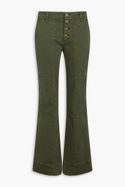 Womens Frame Denim Wide Leg Trousers In Mid Green