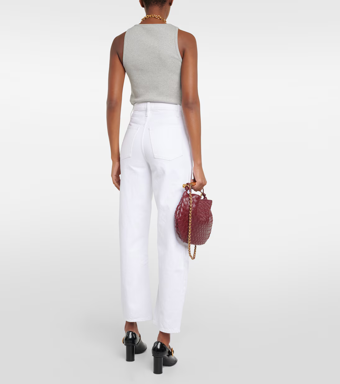 Womens Frame Denim Wide Leg Jeans In White