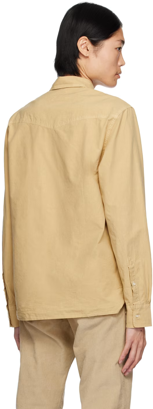 Mens Officine Generale Long Sleeve Casual In Beige
