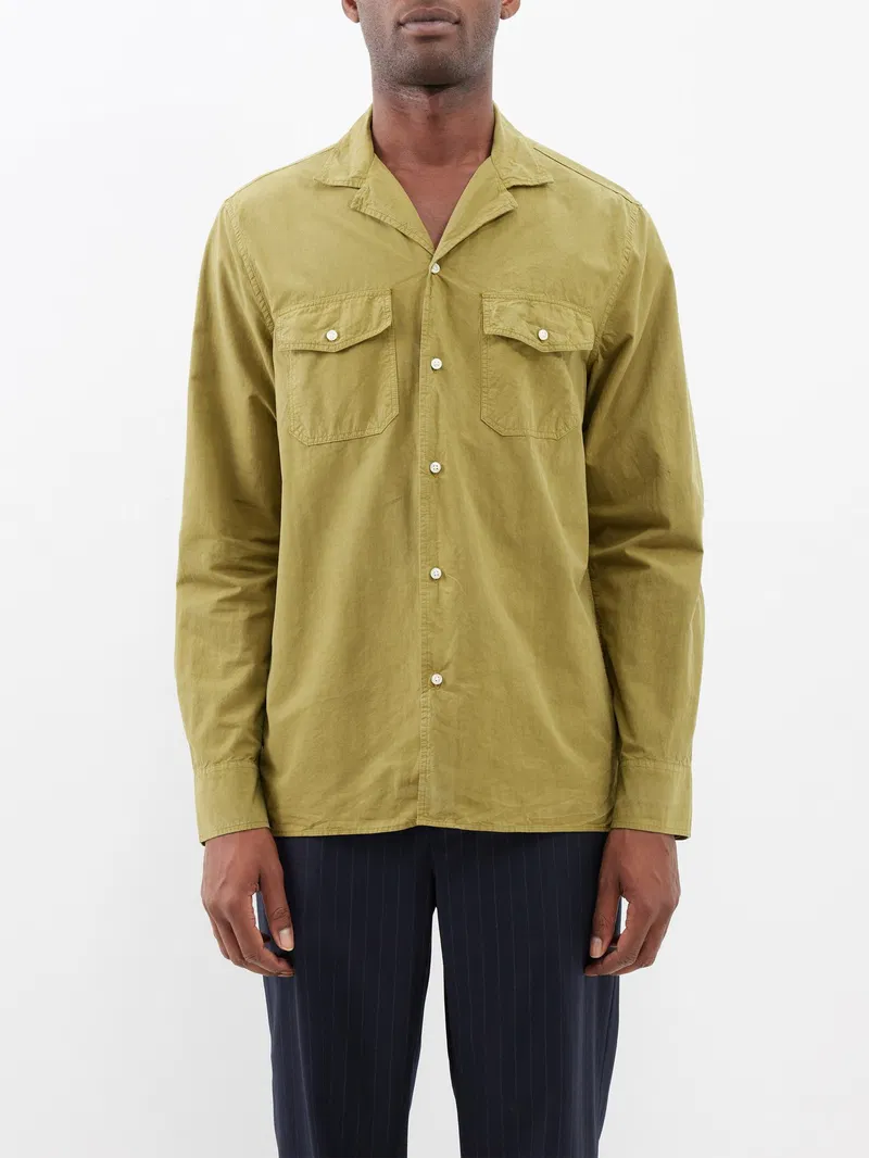 Mens Officine Generale Overshirt In Green
