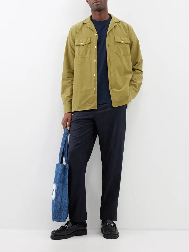 Mens Officine Generale Overshirt In Green