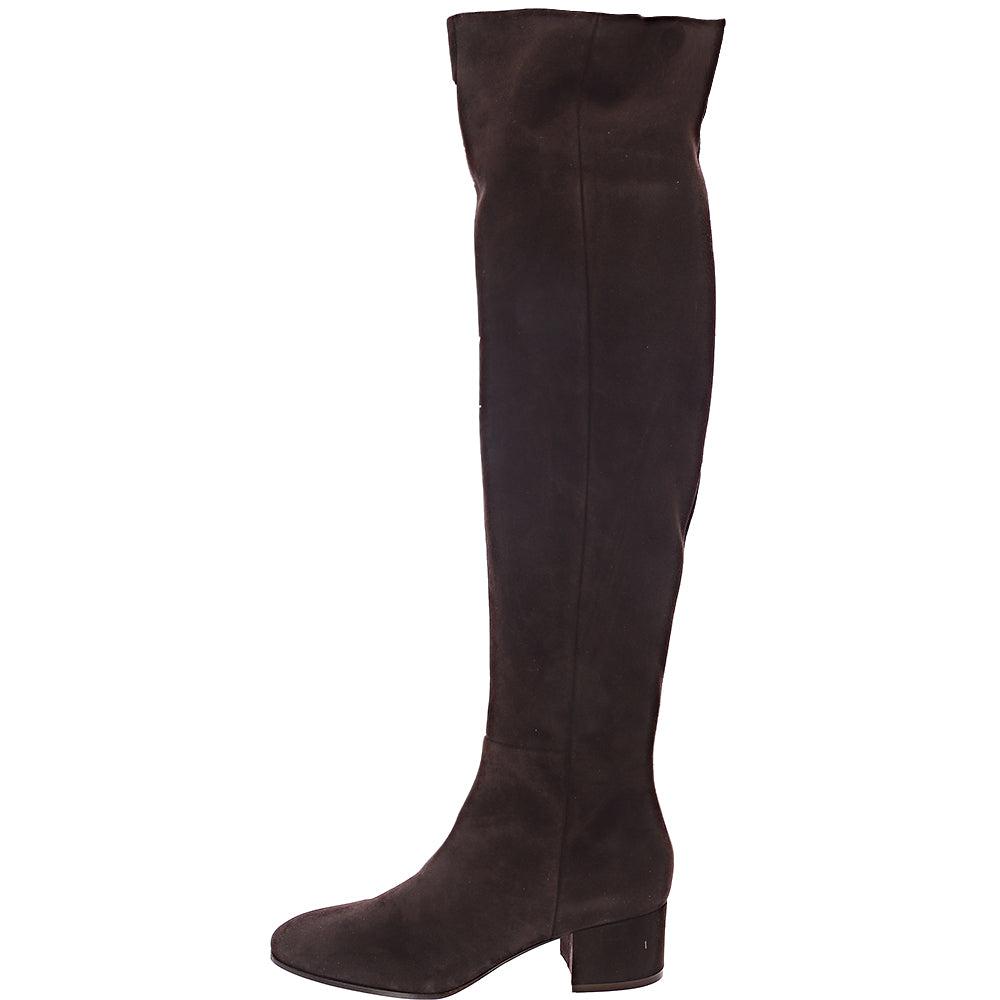 Gianvito Rossi Womens Rolling Suede 45Mm Mid Heel Over Knee Boot in Chocolate