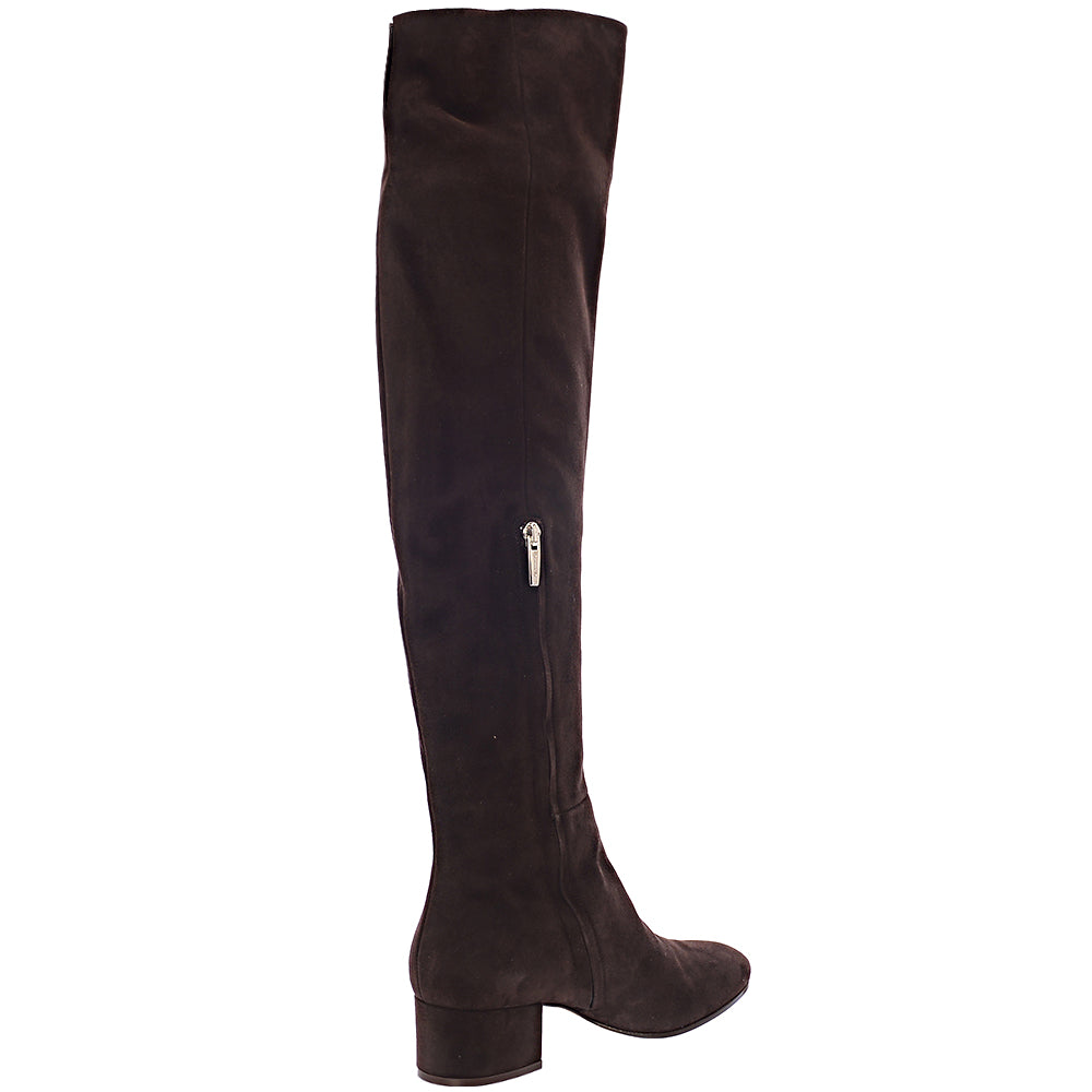 Gianvito Rossi Womens Rolling Suede 45Mm Mid Heel Over Knee Boot in Chocolate