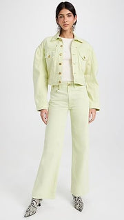 Womens Ulla Johnson Wide Leg Jeans In Green