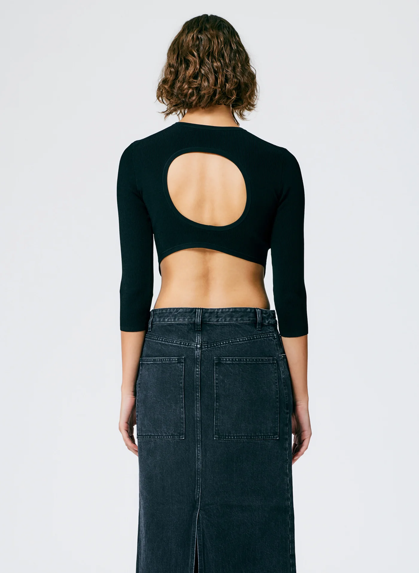 Womens Tibi Light Crew Necks In Black